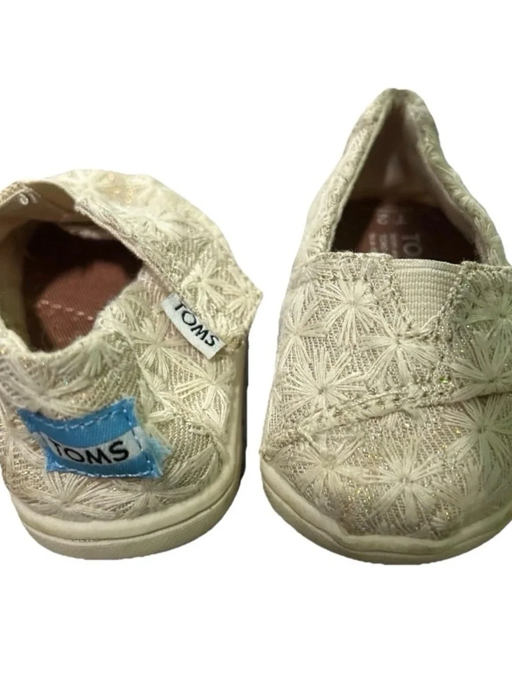 Toms Infant Baby Gold Slip On Shoes Size 2